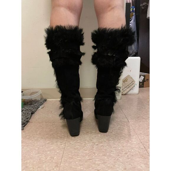 COACH shearling leather & fur Suede sharma wedge Boots p58 G04 - Picture 8 of 11